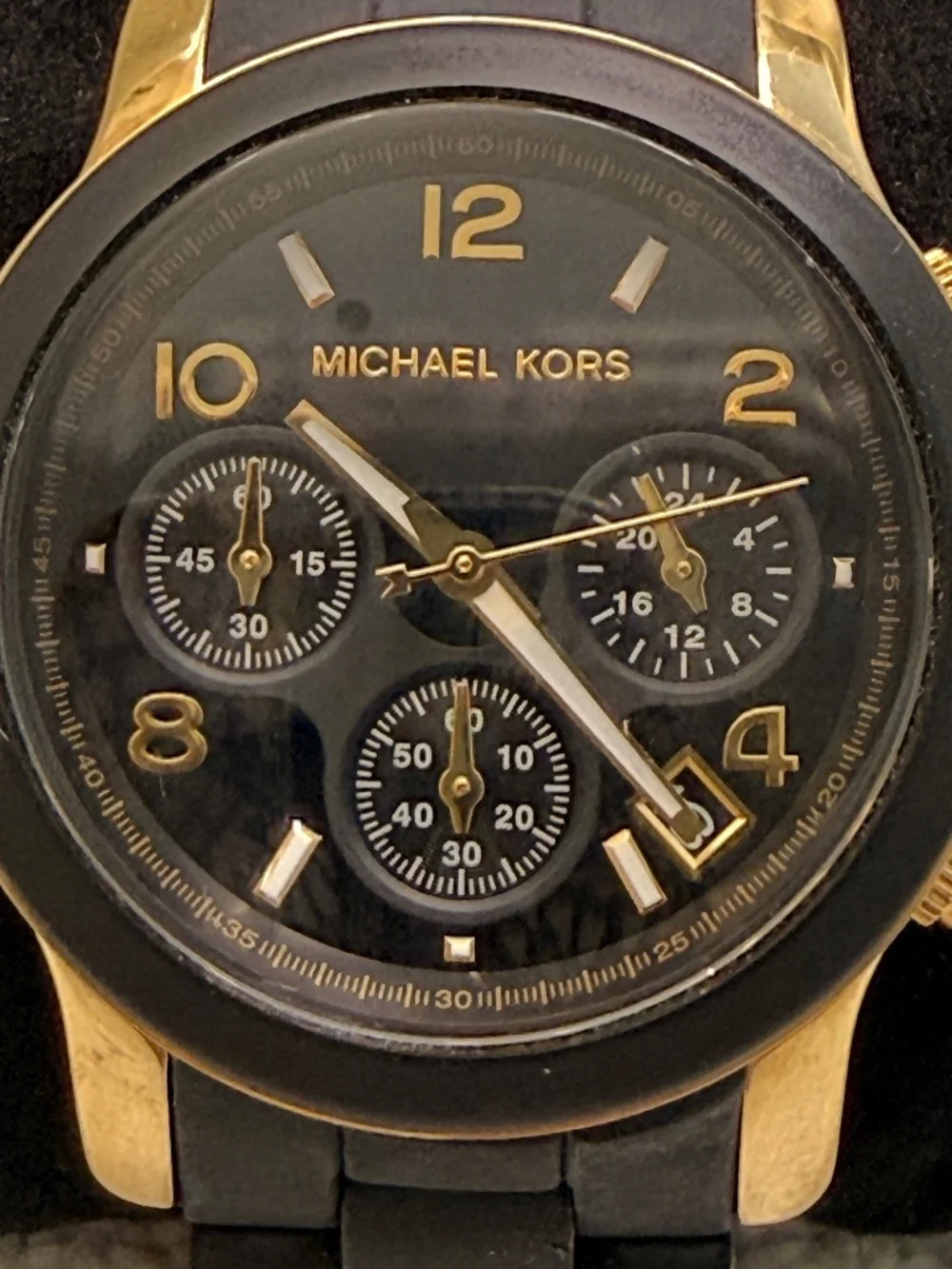 Michael Kors Black Rubber / Metal Link  Wrist Watch #2